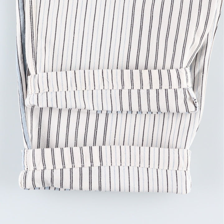 70s-80'S Marithé François Girbaud Stripe Pattern Two-Pleat Cotton Pants Women's L (W28 equivalent) Vintage unclear white type Vintage Second Hand