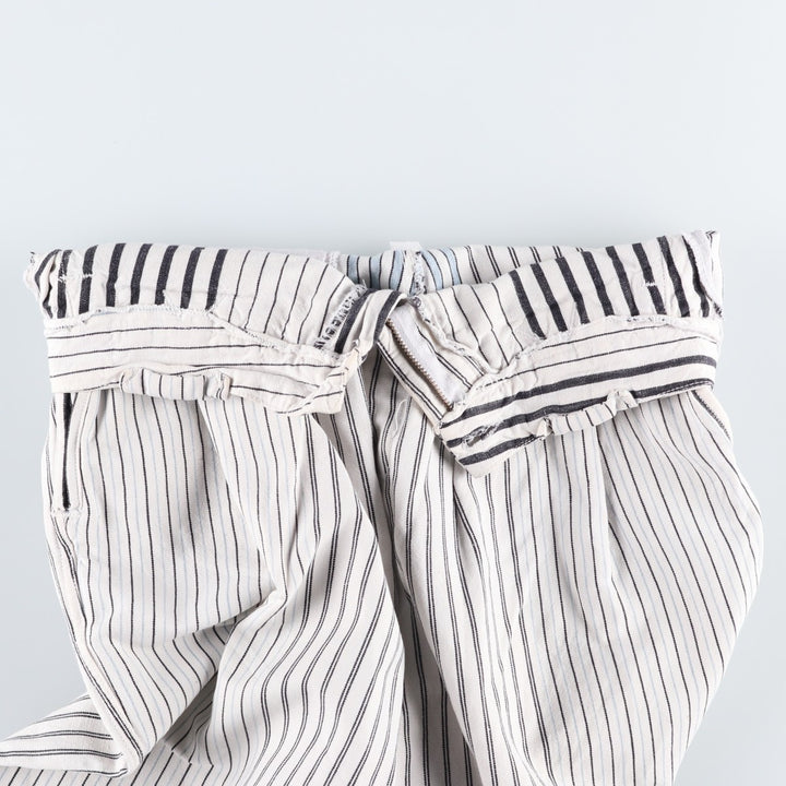 70s-80'S Marithé François Girbaud Stripe Pattern Two-Pleat Cotton Pants Women's L (W28 equivalent) Vintage unclear white type Vintage Second Hand