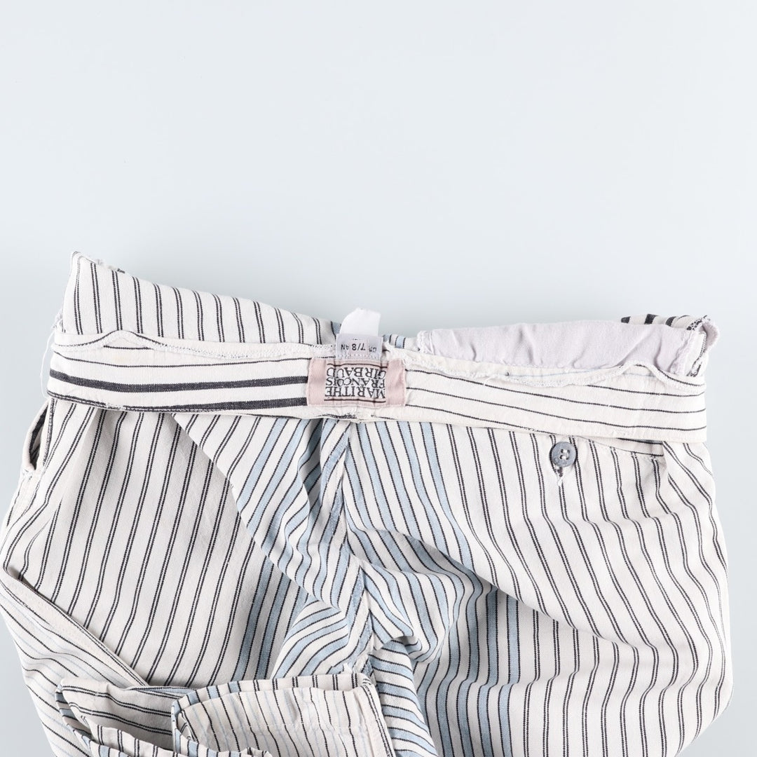70s-80'S Marithé François Girbaud Stripe Pattern Two-Pleat Cotton Pants Women's L (W28 equivalent) Vintage unclear white type Vintage Second Hand