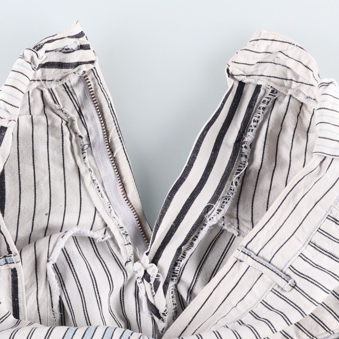 70s-80'S Marithé François Girbaud Stripe Pattern Two-Pleat Cotton Pants Women's L (W28 equivalent) Vintage unclear white type Vintage Second Hand