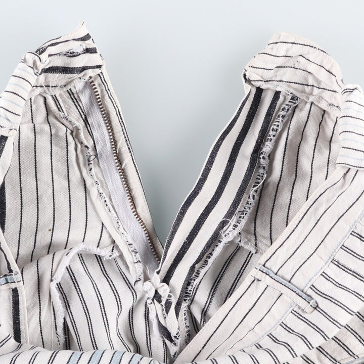 70s-80'S Marithé François Girbaud Stripe Pattern Two-Pleat Cotton Pants Women's L (W28 equivalent) Vintage unclear white type Vintage Second Hand