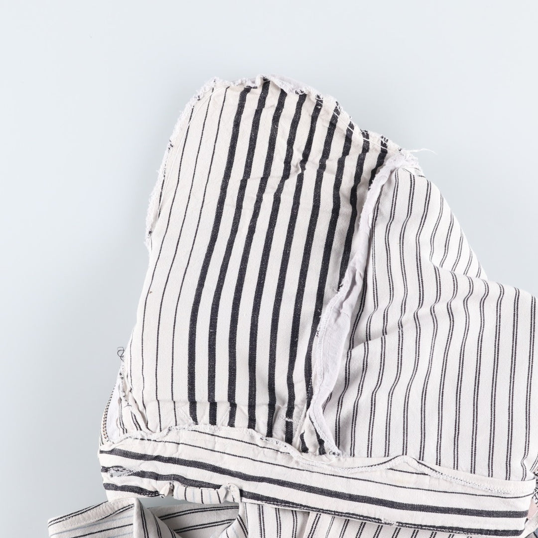 70s-80'S Marithé François Girbaud Stripe Pattern Two-Pleat Cotton Pants Women's L (W28 equivalent) Vintage unclear white type Vintage Second Hand
