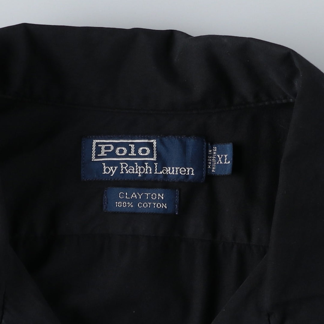Ralph Lauren POLO by Ralph Lauren CLAYTON Short-Sleeve Open-Collar Cotton Shirt, Boxy Fit, Men's Size XL (approx.) cotton black type Vintage Second Hand