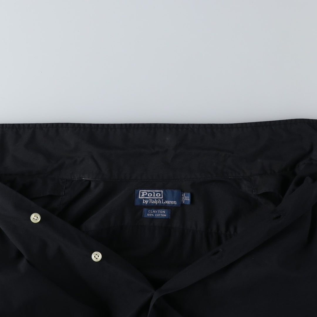 Ralph Lauren POLO by Ralph Lauren CLAYTON Short-Sleeve Open-Collar Cotton Shirt, Boxy Fit, Men's Size XL (approx.) cotton black type Vintage Second Hand