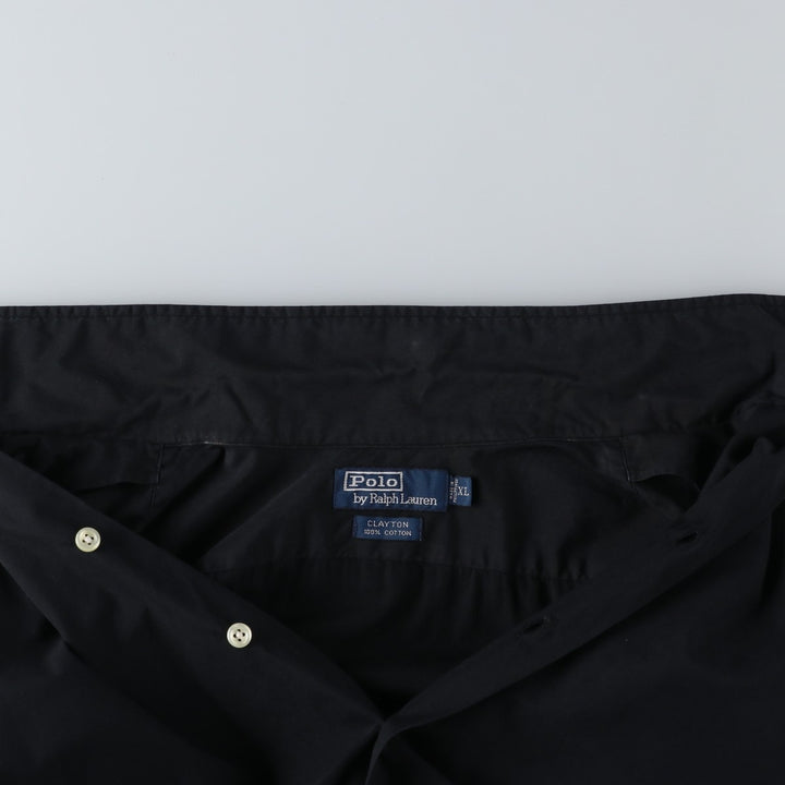 Ralph Lauren POLO by Ralph Lauren CLAYTON Short-Sleeve Open-Collar Cotton Shirt, Boxy Fit, Men's Size XL (approx.) cotton black type Vintage Second Hand