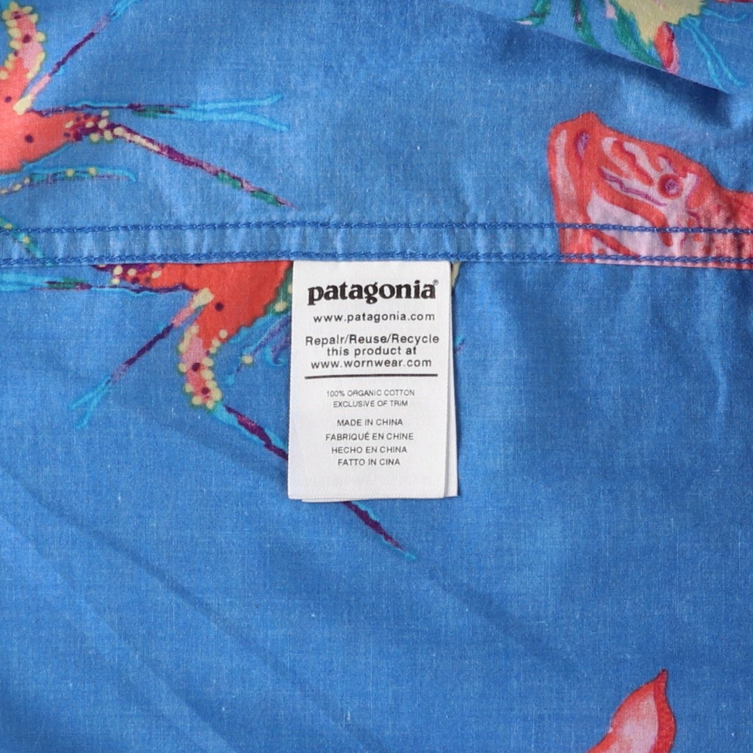 Patagonia Pataloha 52561SP20 All-over print Hawaiian Aloha shirt, men's size L (approx.) Organic cotton blue type Vintage Second Hand