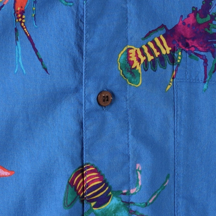 Patagonia Pataloha 52561SP20 All-over print Hawaiian Aloha shirt, men's size L (approx.) Organic cotton blue type Vintage Second Hand