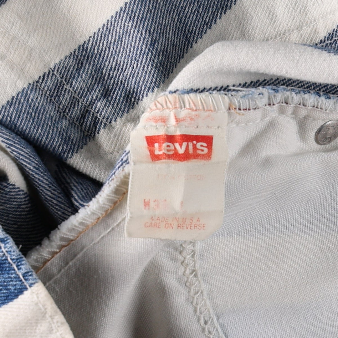 90'S Levi's 550 Stripe Pattern Orange Tab Denim Shorts (Men's W31 equivalent) - Made in USA. cotton white type Vintage Second Hand