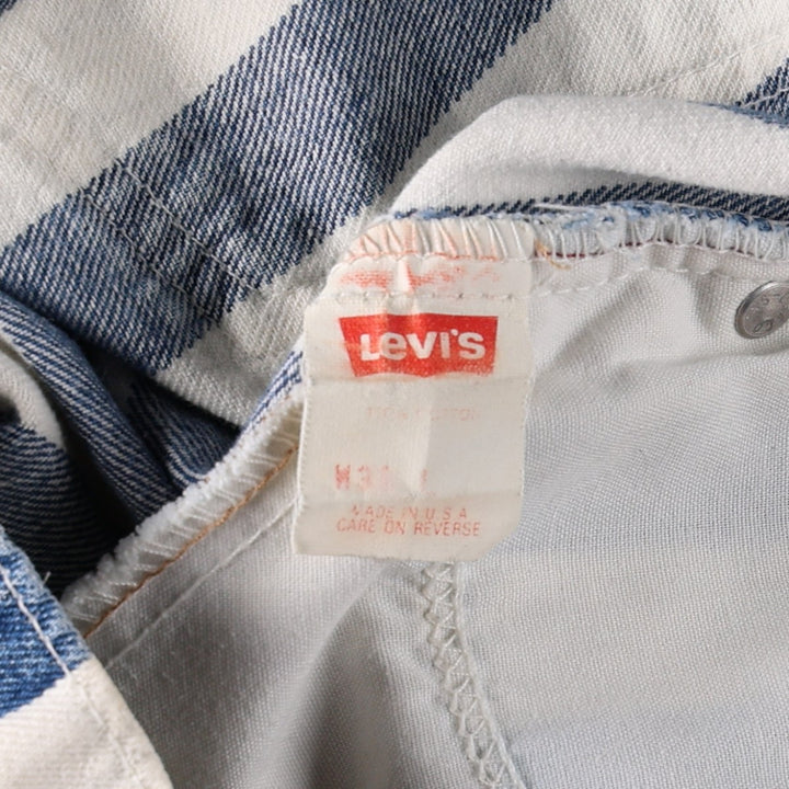 90'S Levi's 550 Stripe Pattern Orange Tab Denim Shorts (Men's W31 equivalent) - Made in USA. cotton white type Vintage Second Hand