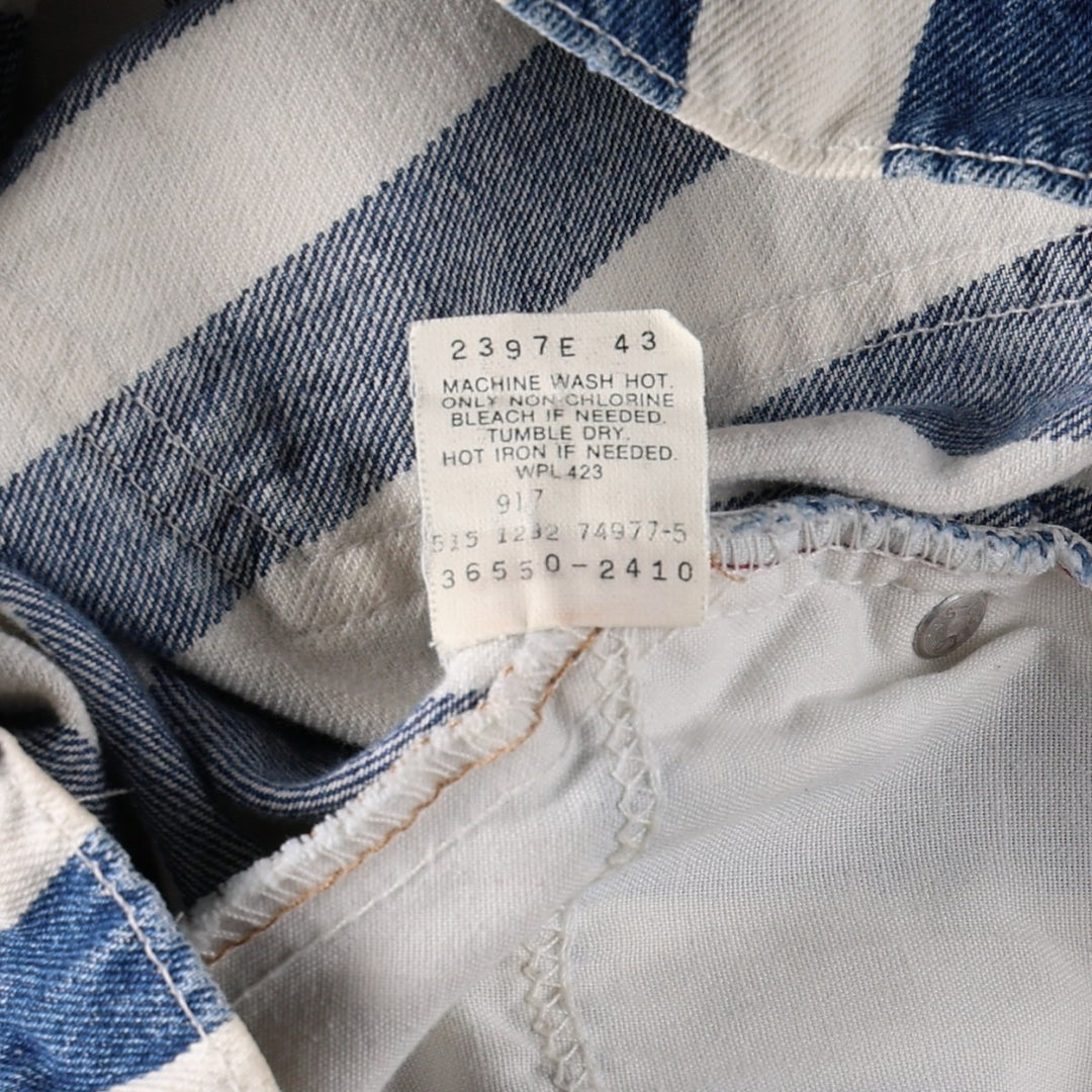 90'S Levi's 550 Stripe Pattern Orange Tab Denim Shorts (Men's W31 equivalent) - Made in USA. cotton white type Vintage Second Hand