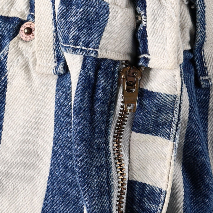 90'S Levi's 550 Stripe Pattern Orange Tab Denim Shorts (Men's W31 equivalent) - Made in USA. cotton white type Vintage Second Hand