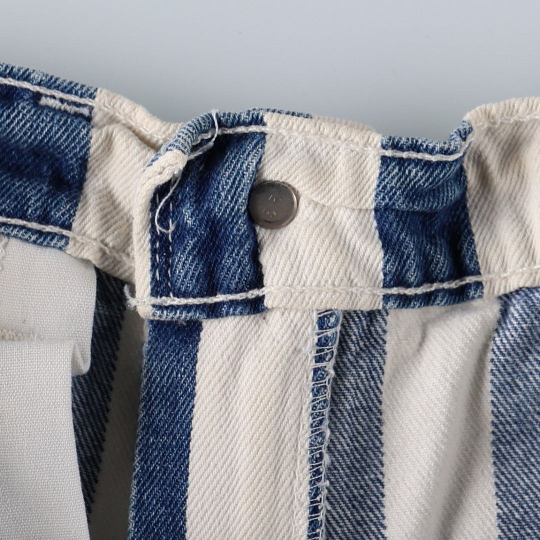 90'S Levi's 550 Stripe Pattern Orange Tab Denim Shorts (Men's W31 equivalent) - Made in USA. cotton white type Vintage Second Hand