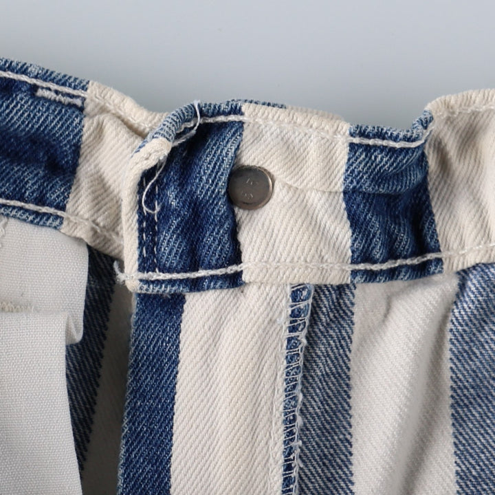 90'S Levi's 550 Stripe Pattern Orange Tab Denim Shorts (Men's W31 equivalent) - Made in USA. cotton white type Vintage Second Hand