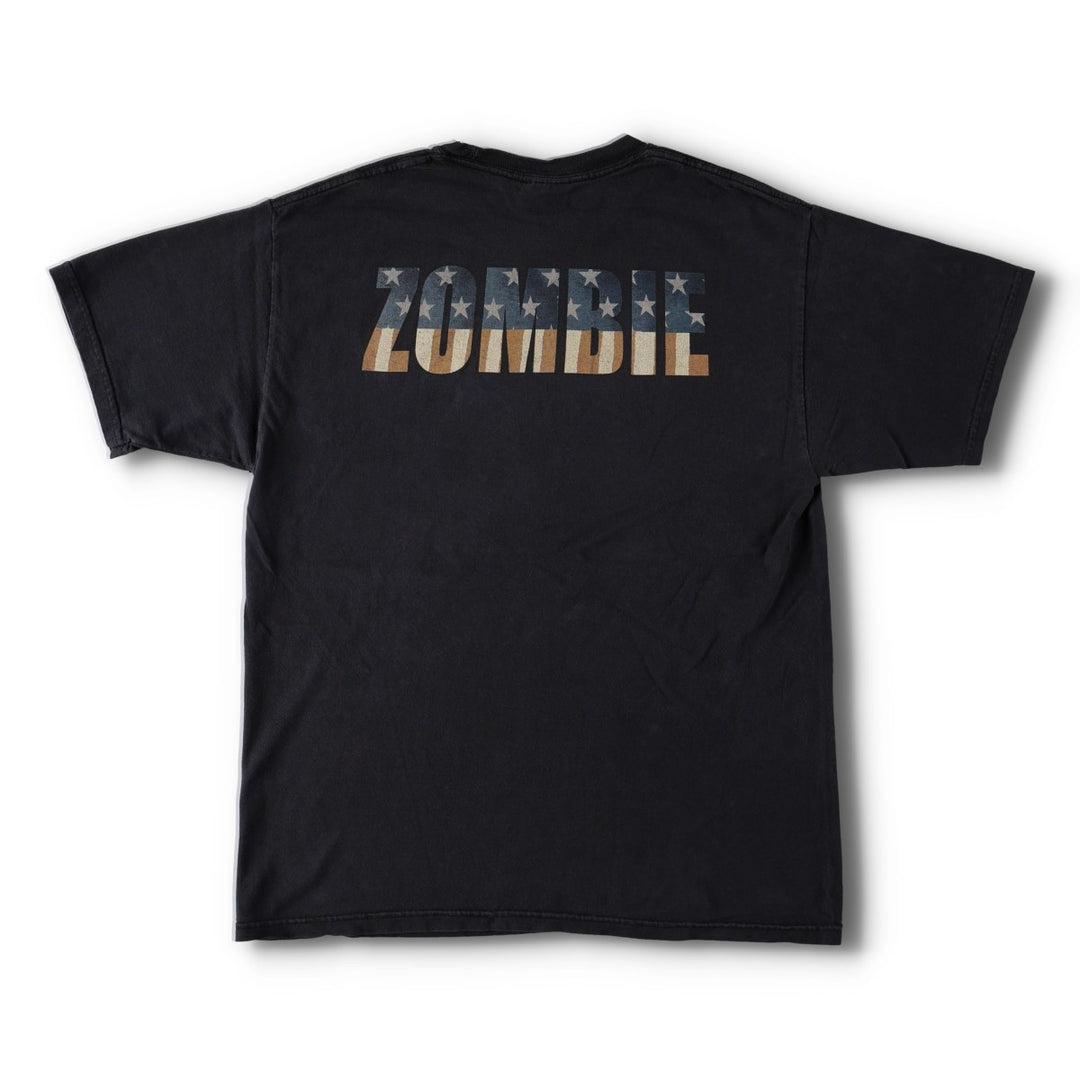 2000'S Hanes Heavyweight Rob Zombie American Witch Stars and Stripes Band T-Shirt (Men's Size M) cotton black type Vintage Second Hand
