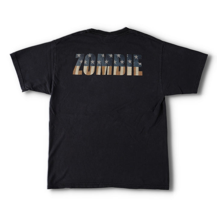 2000'S Hanes Heavyweight Rob Zombie American Witch Stars and Stripes Band T-Shirt (Men's Size M) cotton black type Vintage Second Hand