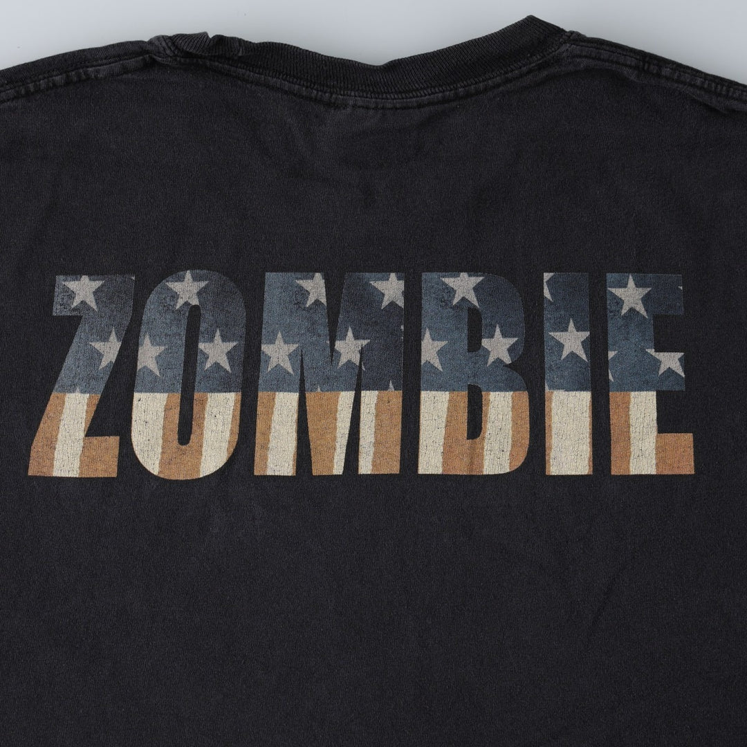 2000'S Hanes Heavyweight Rob Zombie American Witch Stars and Stripes Band T-Shirt (Men's Size M) cotton black type Vintage Second Hand
