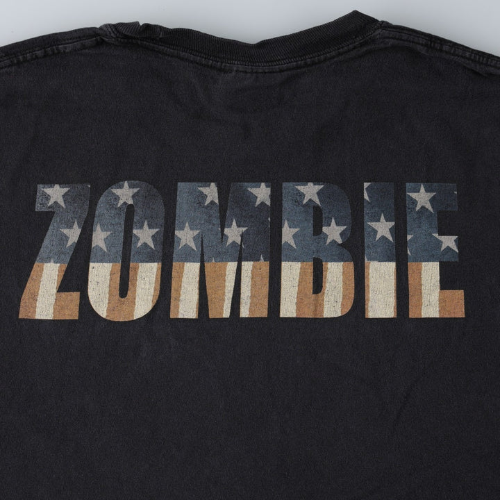 2000'S Hanes Heavyweight Rob Zombie American Witch Stars and Stripes Band T-Shirt (Men's Size M) cotton black type Vintage Second Hand
