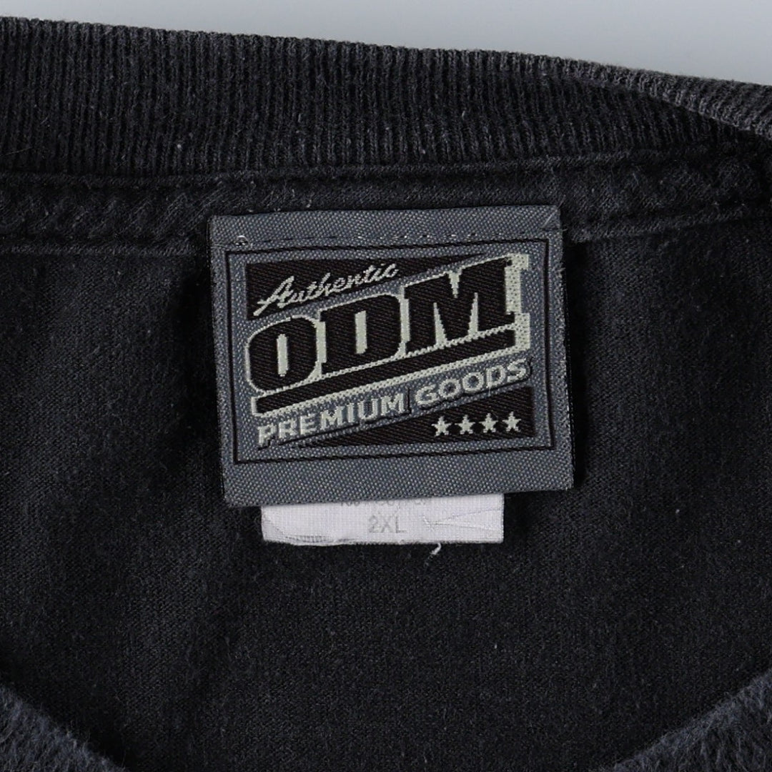 ODM Skull Pattern Fire Pattern Print T-Shirt (Men's XXL equivalent) cotton black type Vintage Second Hand