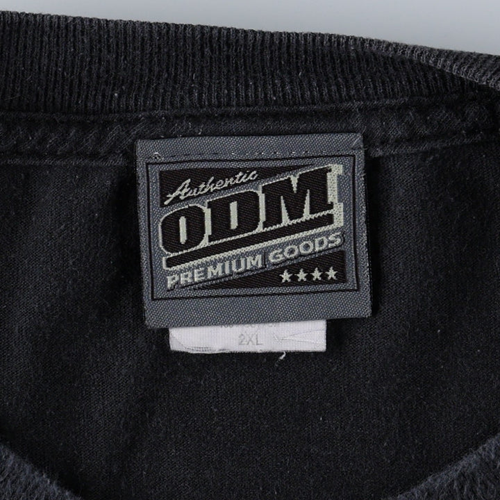 ODM Skull Pattern Fire Pattern Print T-Shirt (Men's XXL equivalent) cotton black type Vintage Second Hand