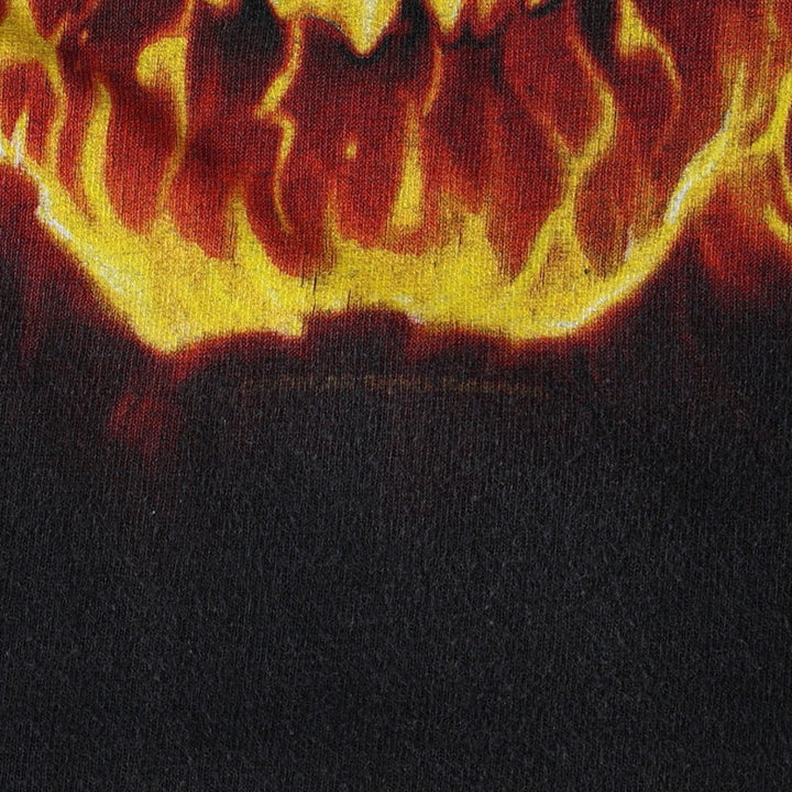 ODM Skull Pattern Fire Pattern Print T-Shirt (Men's XXL equivalent) cotton black type Vintage Second Hand