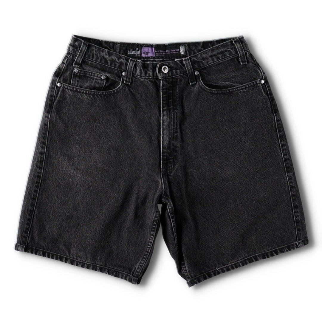 90'S Levi's Silver Tab Baggy Denim Shorts, Men's Size W33 (approx.), Vintage cotton black type Vintage Second Hand