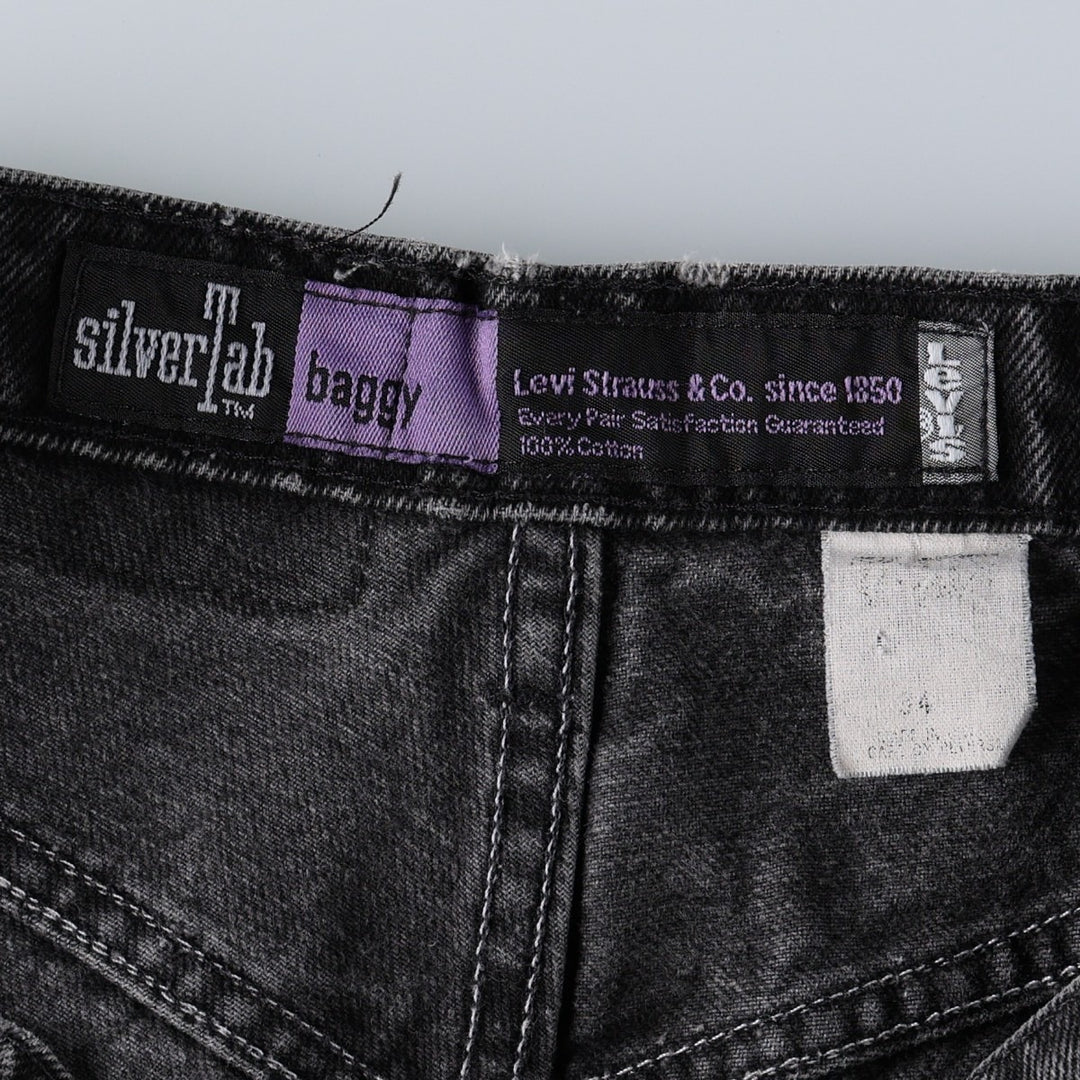 90'S Levi's Silver Tab Baggy Denim Shorts, Men's Size W33 (approx.), Vintage cotton black type Vintage Second Hand