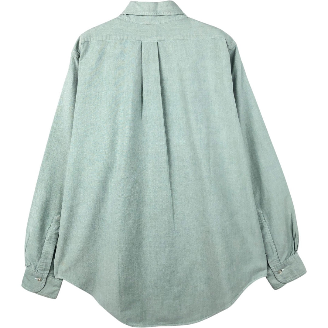 80s-90'S Brooks Brothers MAKERS 6-button long-sleeve button-down shirt, made in USA, men's size M equivalent, vintage. cotton green type Vintage Second Hand