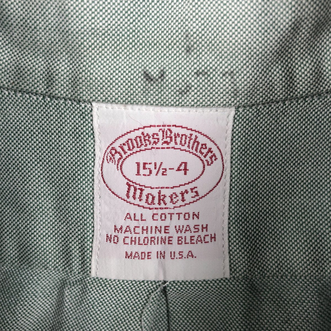 80s-90'S Brooks Brothers MAKERS 6-button long-sleeve button-down shirt, made in USA, men's size M equivalent, vintage. cotton green type Vintage Second Hand