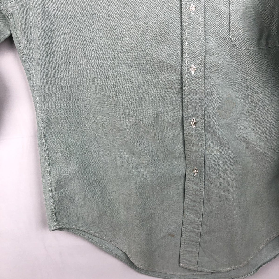 80s-90'S Brooks Brothers MAKERS 6-button long-sleeve button-down shirt, made in USA, men's size M equivalent, vintage. cotton green type Vintage Second Hand