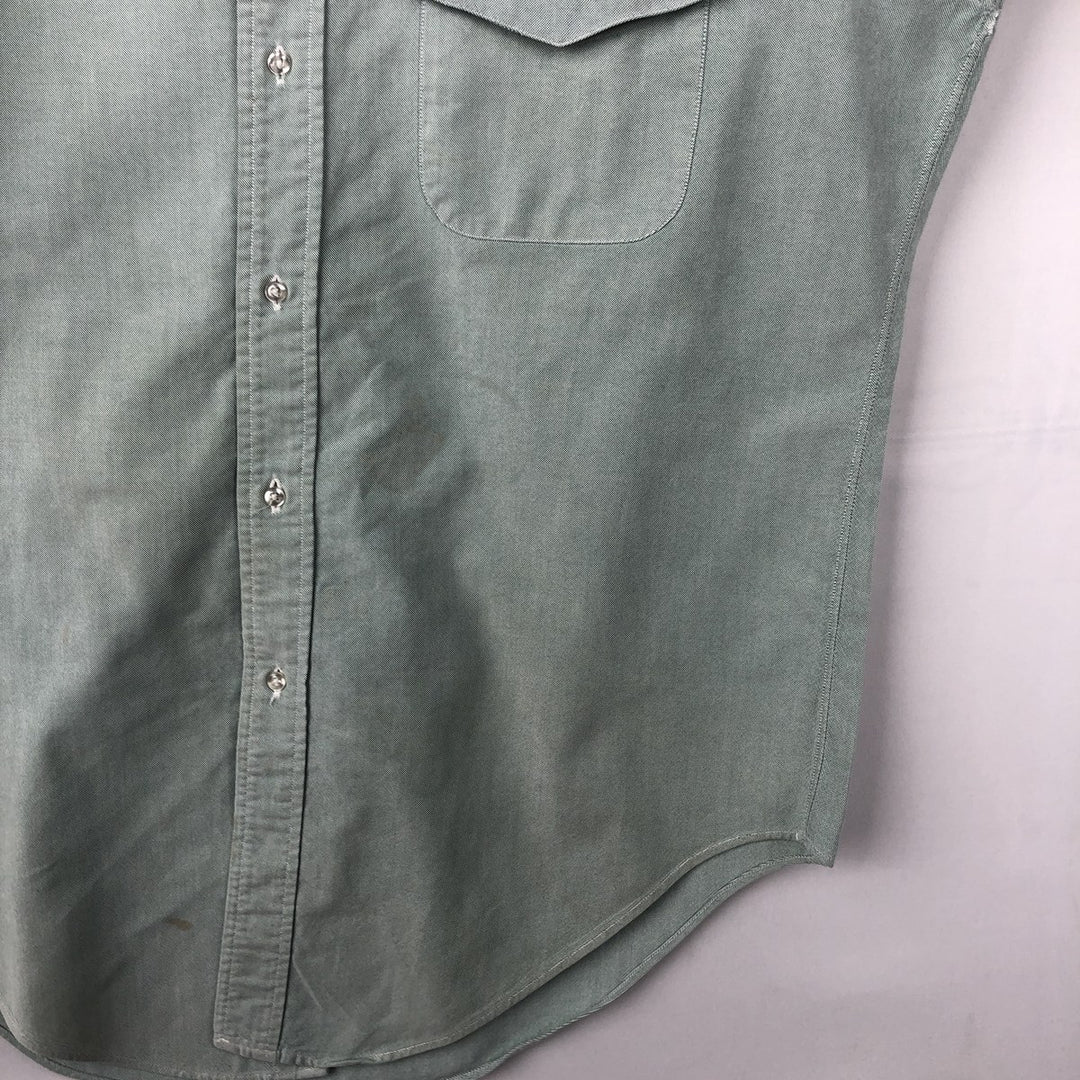 80s-90'S Brooks Brothers MAKERS 6-button long-sleeve button-down shirt, made in USA, men's size M equivalent, vintage. cotton green type Vintage Second Hand