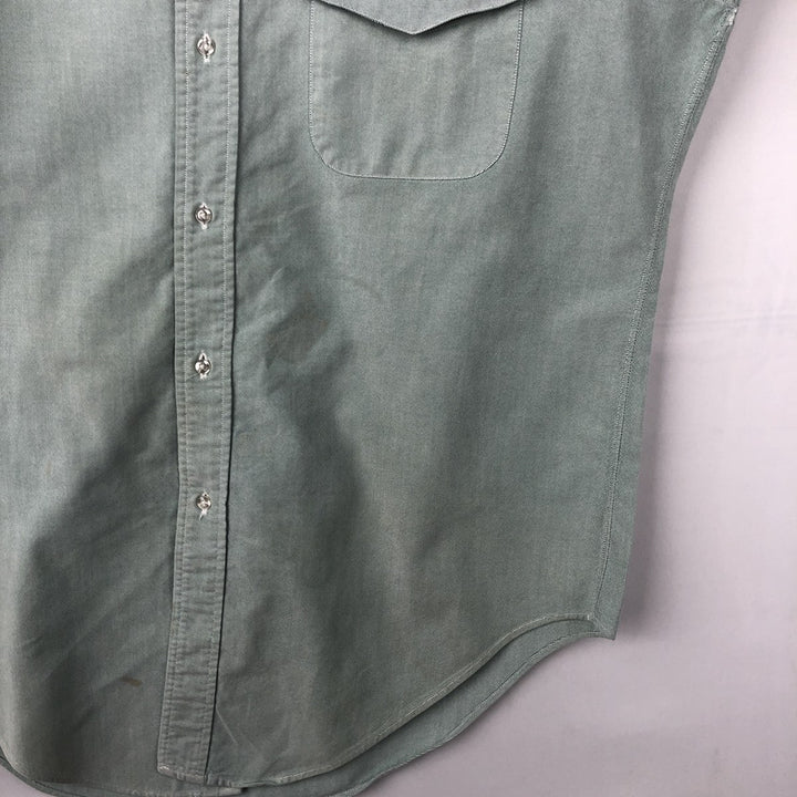 80s-90'S Brooks Brothers MAKERS 6-button long-sleeve button-down shirt, made in USA, men's size M equivalent, vintage. cotton green type Vintage Second Hand