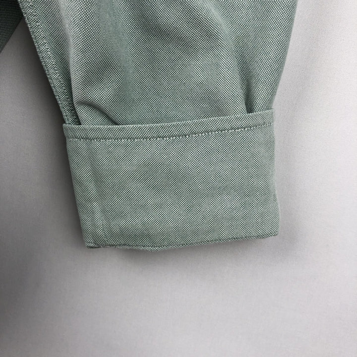 80s-90'S Brooks Brothers MAKERS 6-button long-sleeve button-down shirt, made in USA, men's size M equivalent, vintage. cotton green type Vintage Second Hand