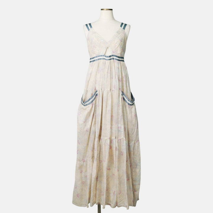 Marc Jacobs MARC BY MARC JACOBS all-over floral print maxi jumper dress, women's size M (approx.) cotton unbleached Vintage Second Hand
