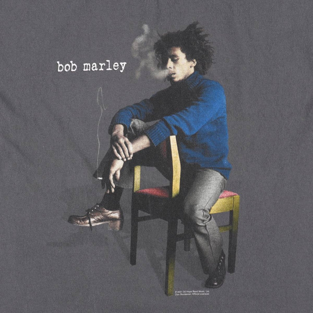 2000'S ZION BOB MARLEY Band T-shirt (Men's size M) cotton Charcoal Vintage Second Hand