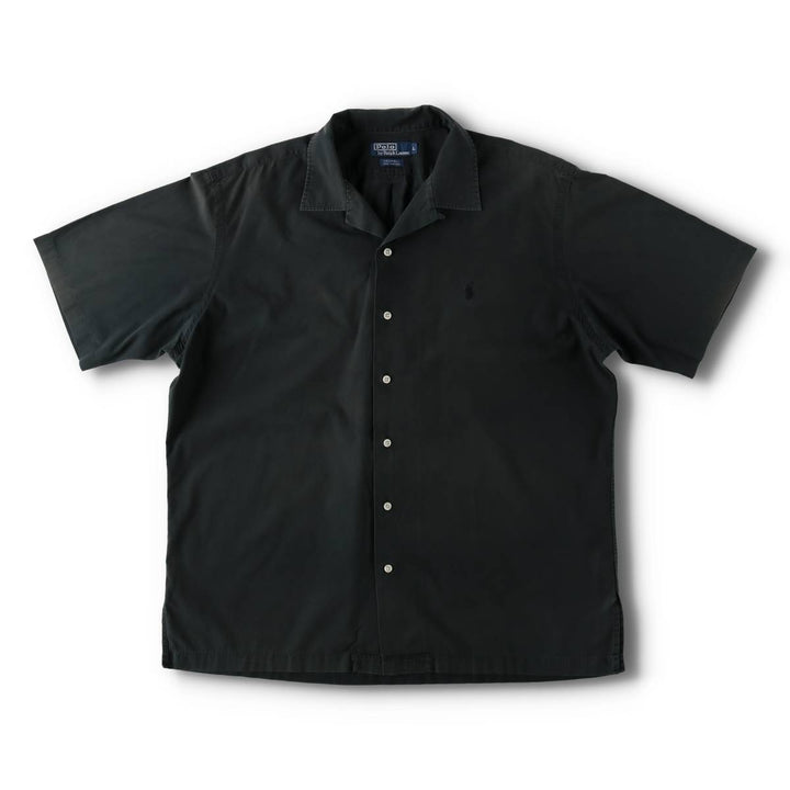 Ralph Lauren POLO by Ralph Lauren CALDWELL Short-Sleeve Open-Collar Cotton Shirt, Boxy Fit, Men's Size L (approx.) cotton Green type dark green Vintage Second Hand