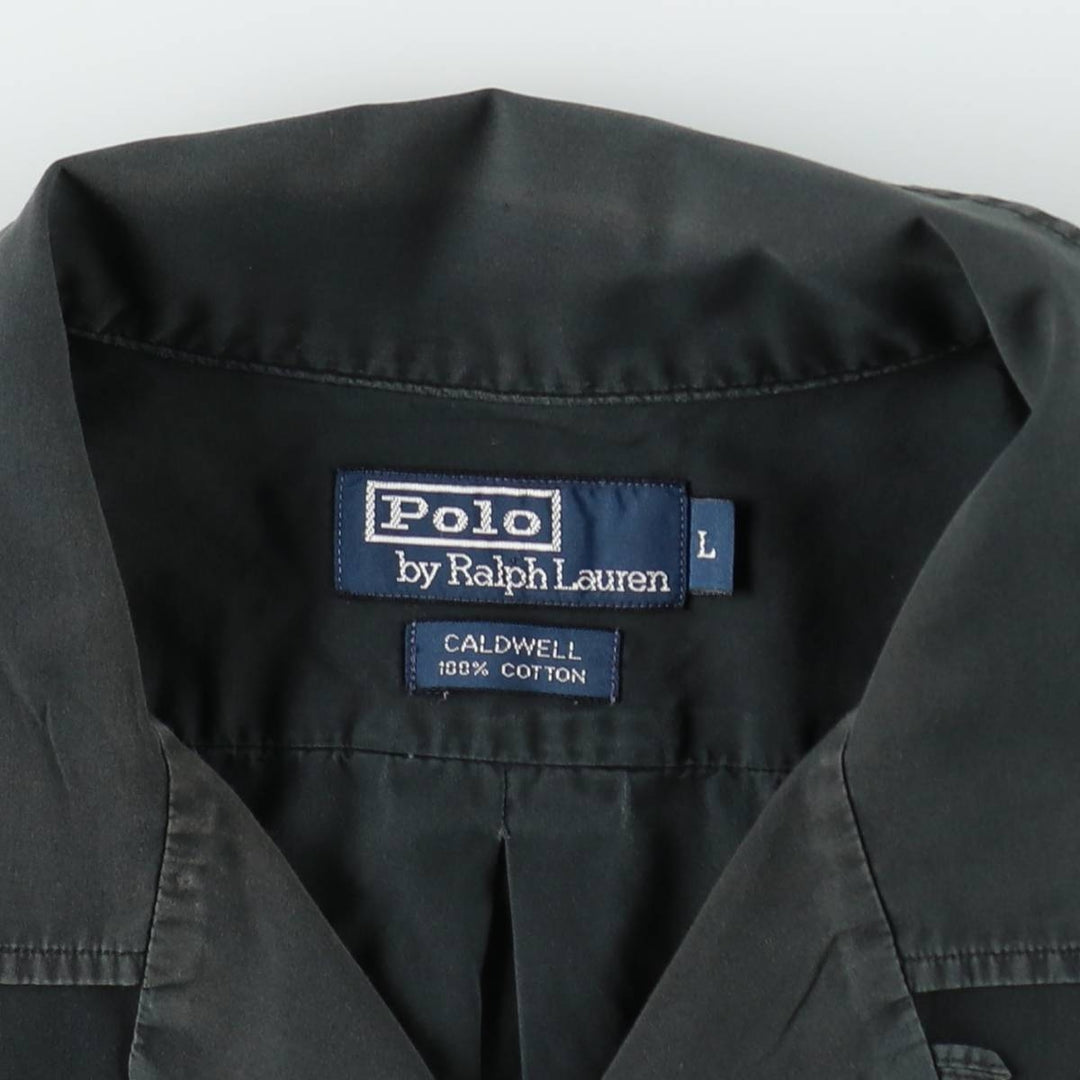 Ralph Lauren POLO by Ralph Lauren CALDWELL Short-Sleeve Open-Collar Cotton Shirt, Boxy Fit, Men's Size L (approx.) cotton Green type dark green Vintage Second Hand