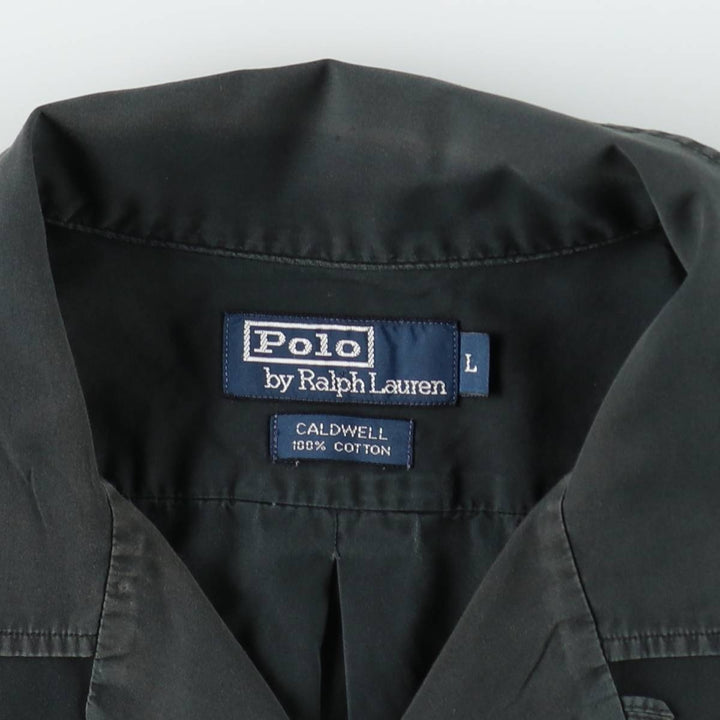 Ralph Lauren POLO by Ralph Lauren CALDWELL Short-Sleeve Open-Collar Cotton Shirt, Boxy Fit, Men's Size L (approx.) cotton Green type dark green Vintage Second Hand
