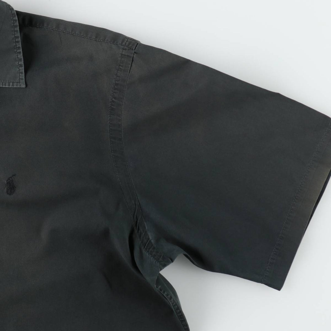 Ralph Lauren POLO by Ralph Lauren CALDWELL Short-Sleeve Open-Collar Cotton Shirt, Boxy Fit, Men's Size L (approx.) cotton Green type dark green Vintage Second Hand