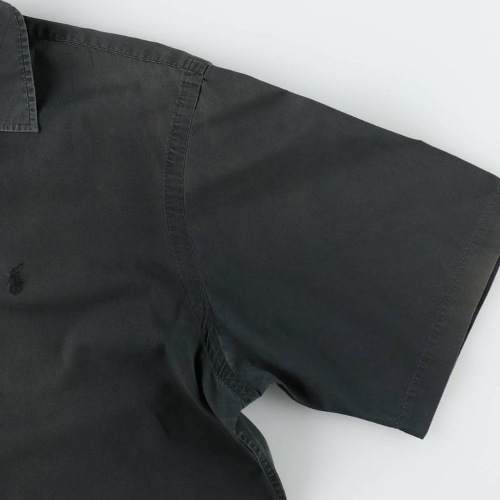 Ralph Lauren POLO by Ralph Lauren CALDWELL Short-Sleeve Open-Collar Cotton Shirt, Boxy Fit, Men's Size L (approx.) cotton Green type dark green Vintage Second Hand