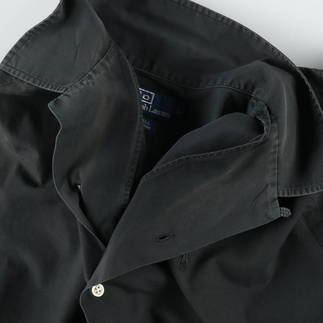 Ralph Lauren POLO by Ralph Lauren CALDWELL Short-Sleeve Open-Collar Cotton Shirt, Boxy Fit, Men's Size L (approx.) cotton Green type dark green Vintage Second Hand