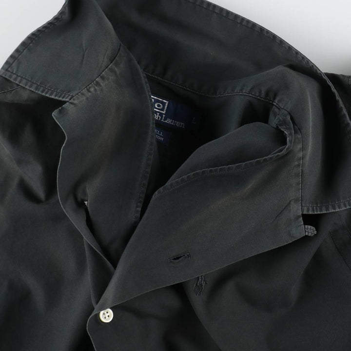 Ralph Lauren POLO by Ralph Lauren CALDWELL Short-Sleeve Open-Collar Cotton Shirt, Boxy Fit, Men's Size L (approx.) cotton Green type dark green Vintage Second Hand