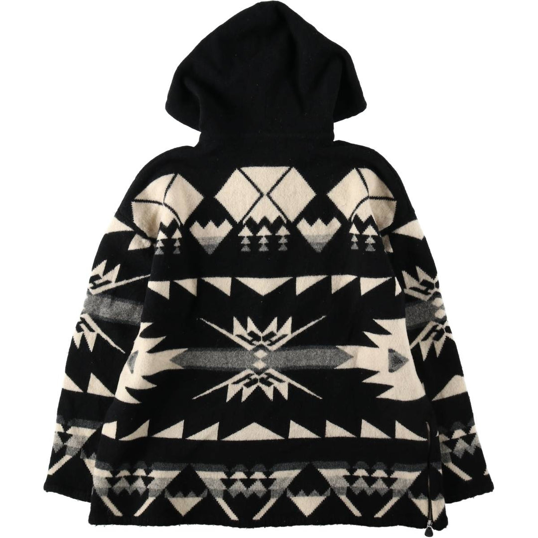 Ralph Lauren LAUREN all-over Native Pattern wool knit half-zip sweater, women's size S (approx.) Lamb wool black type Vintage Second Hand