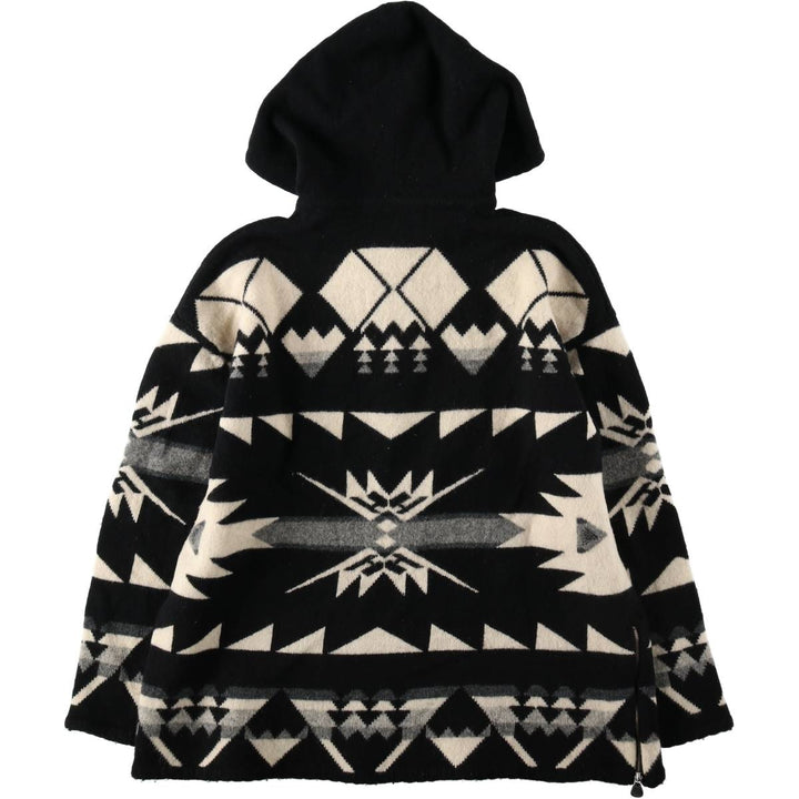 Ralph Lauren LAUREN all-over Native Pattern wool knit half-zip sweater, women's size S (approx.) Lamb wool black type Vintage Second Hand