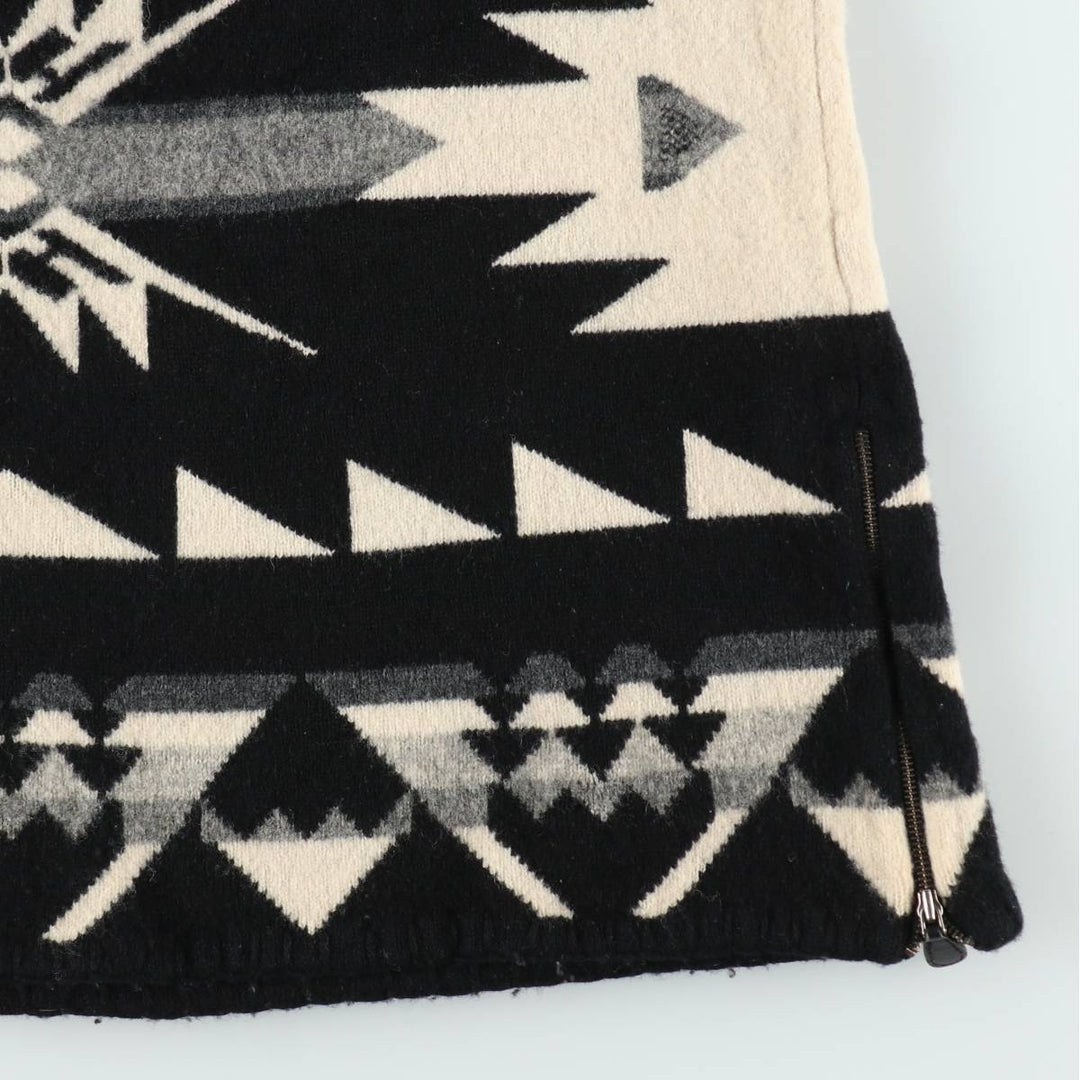 Ralph Lauren LAUREN all-over Native Pattern wool knit half-zip sweater, women's size S (approx.) Lamb wool black type Vintage Second Hand