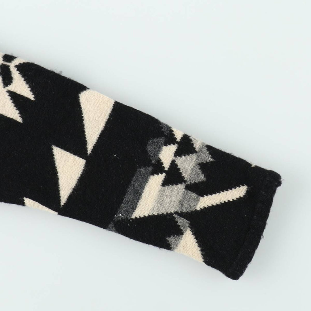 Ralph Lauren LAUREN all-over Native Pattern wool knit half-zip sweater, women's size S (approx.) Lamb wool black type Vintage Second Hand