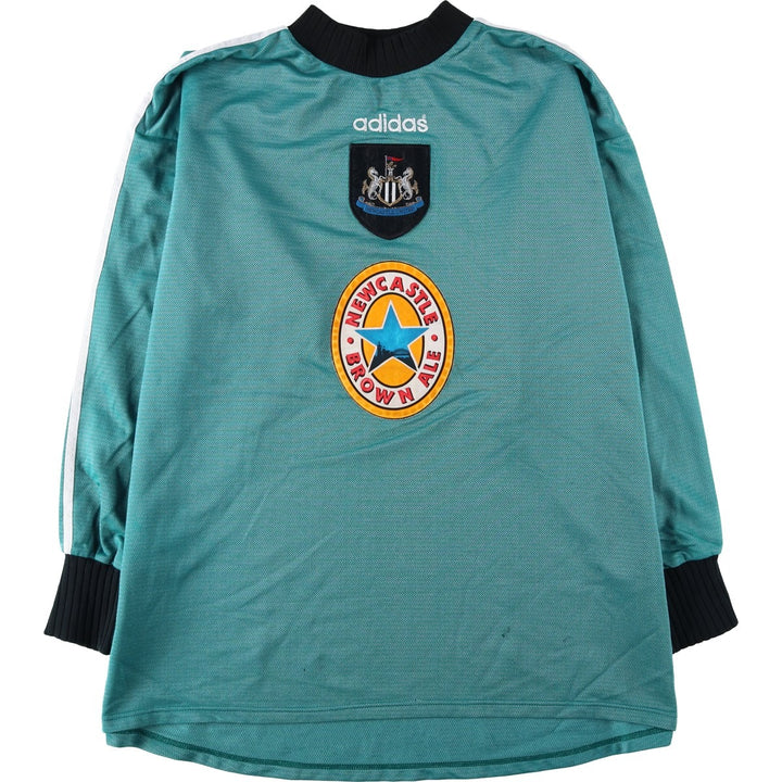 90'S Adidas Premier League Newcastle United FC Mock Neck Soccer Jersey Game Shirt Nylon blue type Vintage Second Hand