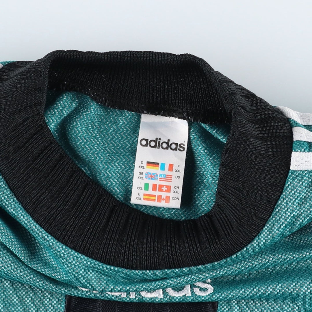 90'S Adidas Premier League Newcastle United FC Mock Neck Soccer Jersey Game Shirt Nylon blue type Vintage Second Hand