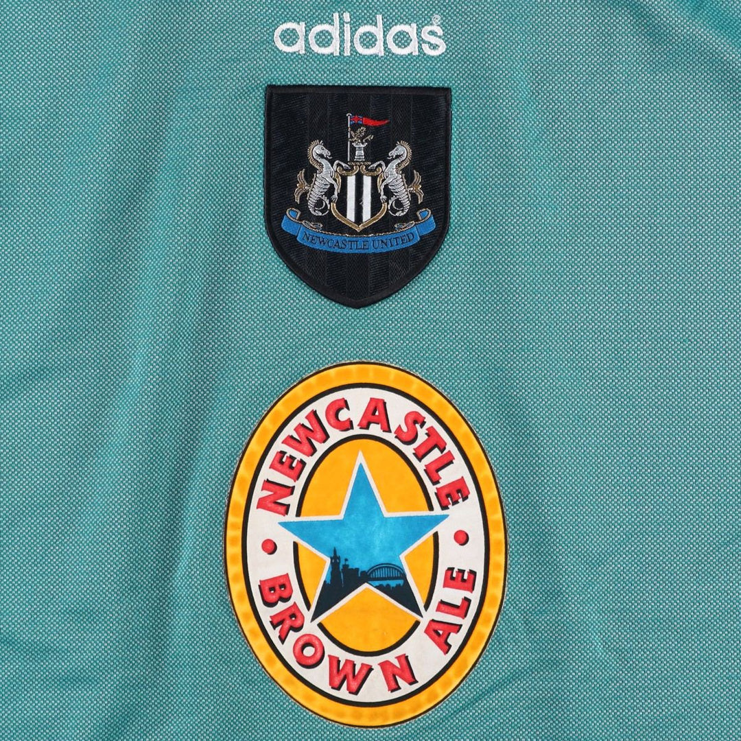 90'S Adidas Premier League Newcastle United FC Mock Neck Soccer Jersey Game Shirt Nylon blue type Vintage Second Hand