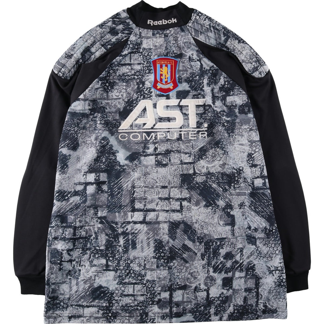 Reebok Premier League Aston Villa FC Mock Neck Goalkeeper Shirt Soccer Uniform Game Shirt polyester gray type Vintage Second Hand