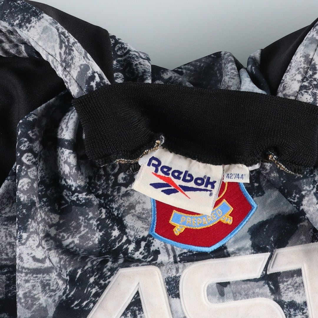 Reebok Premier League Aston Villa FC Mock Neck Goalkeeper Shirt Soccer Uniform Game Shirt polyester gray type Vintage Second Hand